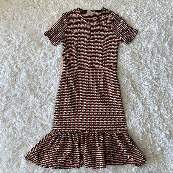Opening Ceremony Lotus Check Stretch Flounce-Hem Dress Size S - Picture 6 of 9